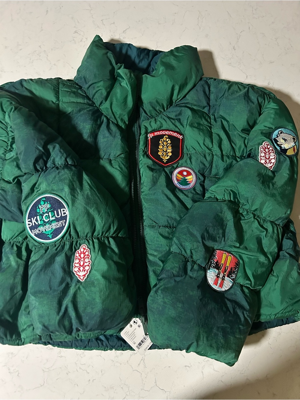 New RARE Free People Movement In A Bubble Patch Puffer Jacket in Evergreen - Picture 9 of 16